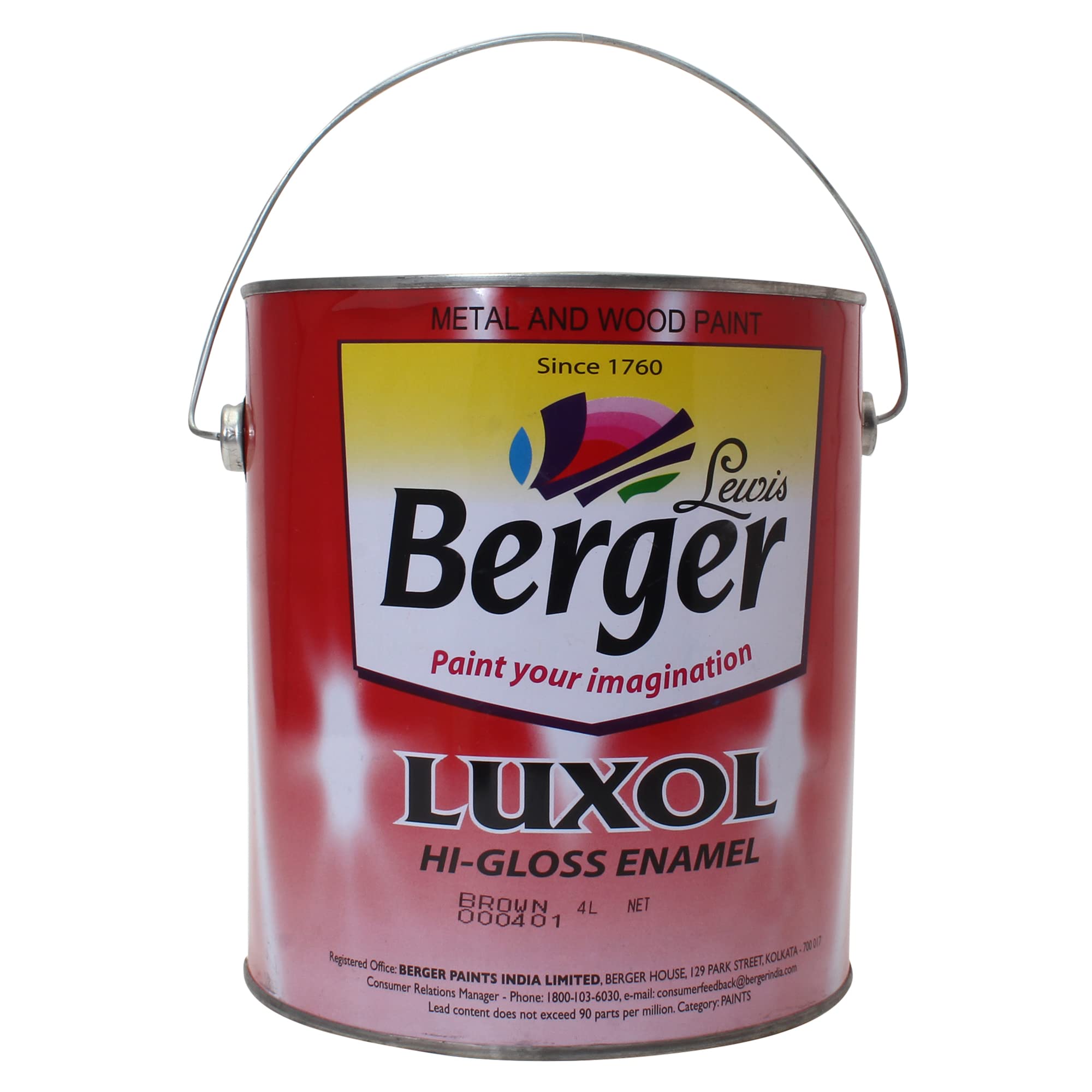 BERGER Luxol Hi-Gloss Enamel Paint | Oil-Based | Mirror Like Durable Weather Resistant High Gloss Finish | Wood Metal Surfaces (500mL, Golden Brown)