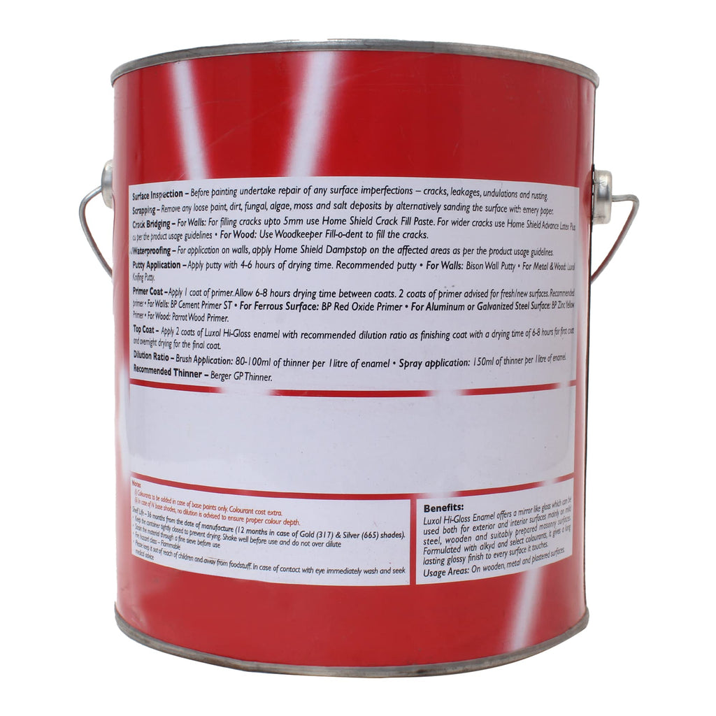 BERGER Luxol Hi-Gloss Enamel Paint | Oil-Based | Mirror Like Durable Weather Resistant High Gloss Finish | Wood Metal Surfaces (500mL, Golden Brown)