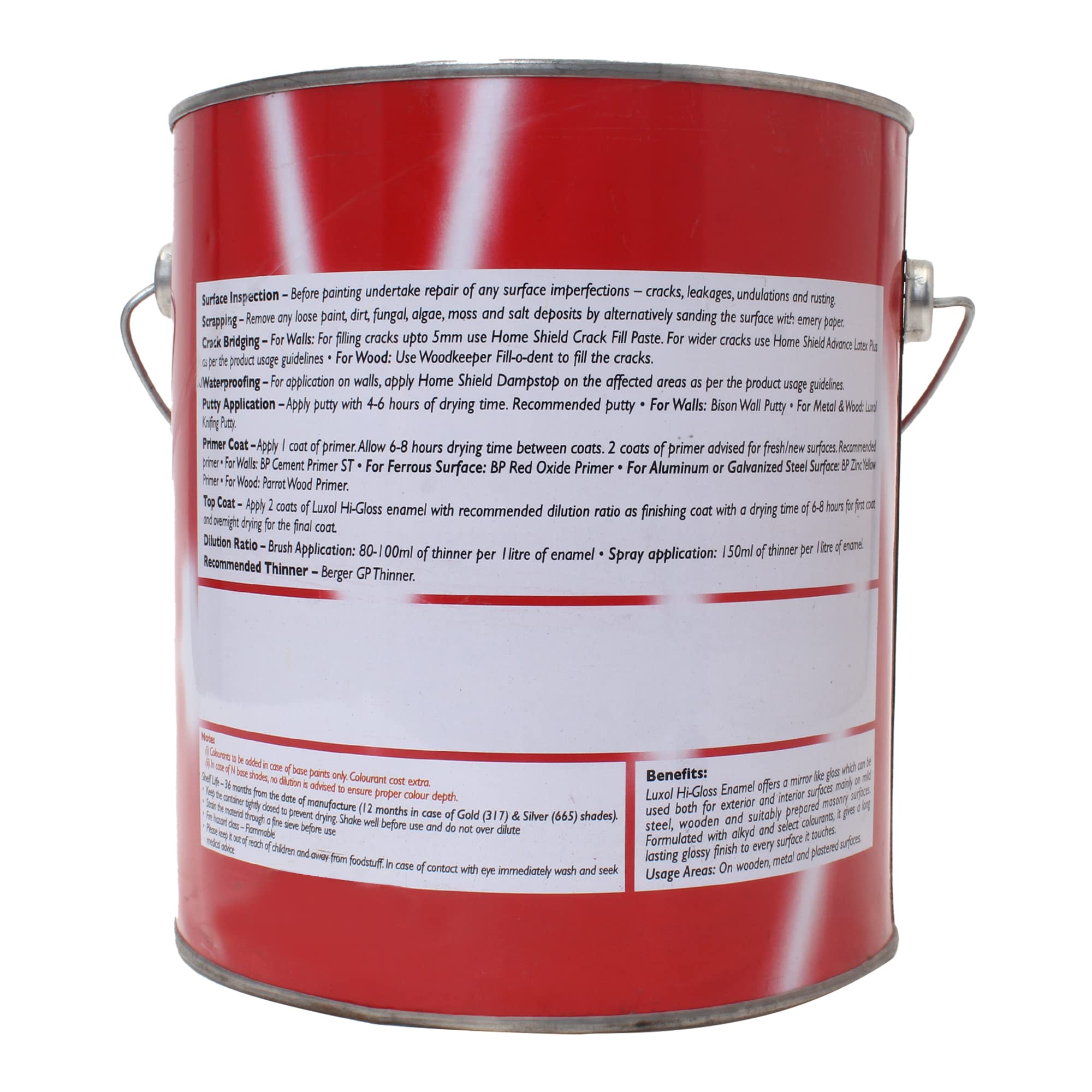 BERGER Luxol Hi-Gloss Enamel Paint | Oil-Based | Mirror Like Durable Weather Resistant High Gloss Finish | Wood Metal Surfaces (500mL, Golden Brown)