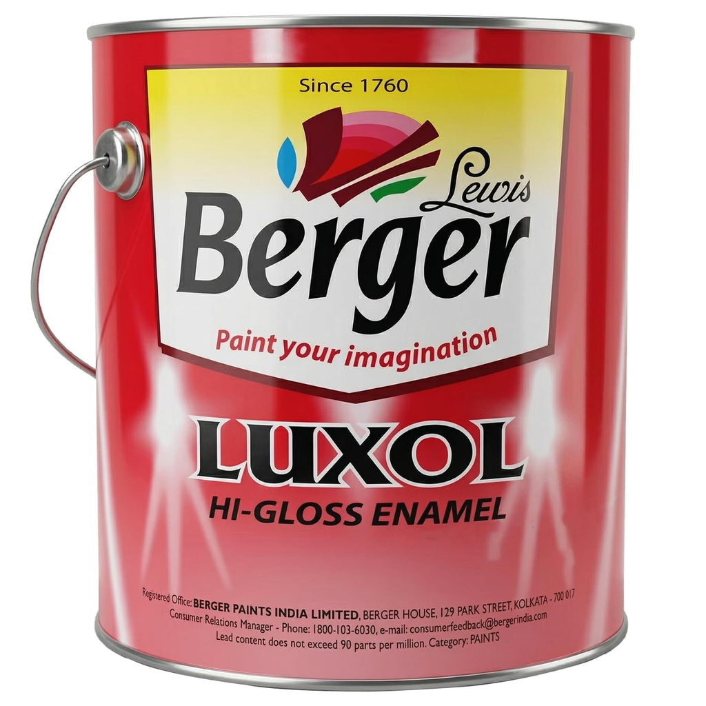 BERGER Luxol Hi-Gloss Enamel Paint | Oil-Based | Mirror Like Durable Weather Resistant High Gloss Finish | Wood Metal Surfaces (500mL, Golden Brown)