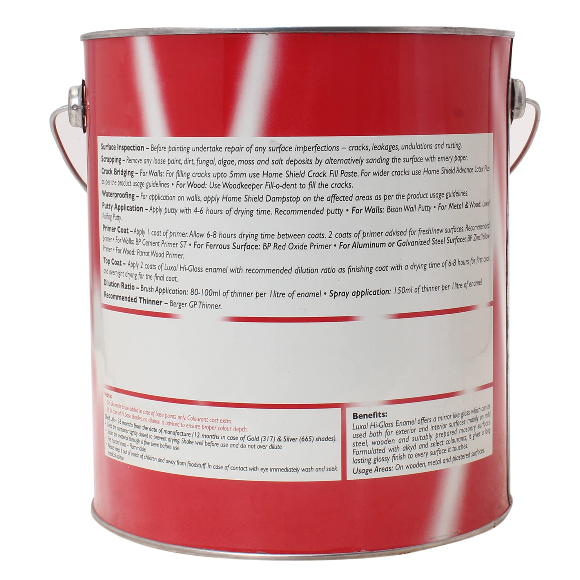 BERGER Luxol Hi-Gloss Enamel Paint | Oil-Based | Mirror Like Durable Weather Resistant High Gloss Finish | Wood Metal Surfaces (500mL, Golden Brown)