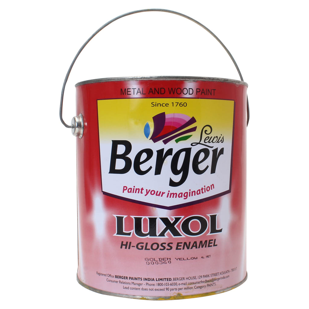 BERGER Luxol Hi-Gloss Enamel Paint | Oil-Based | Mirror Like Durable Weather Resistant High Gloss Finish | Wood Metal Surfaces (500mL, Golden Brown)