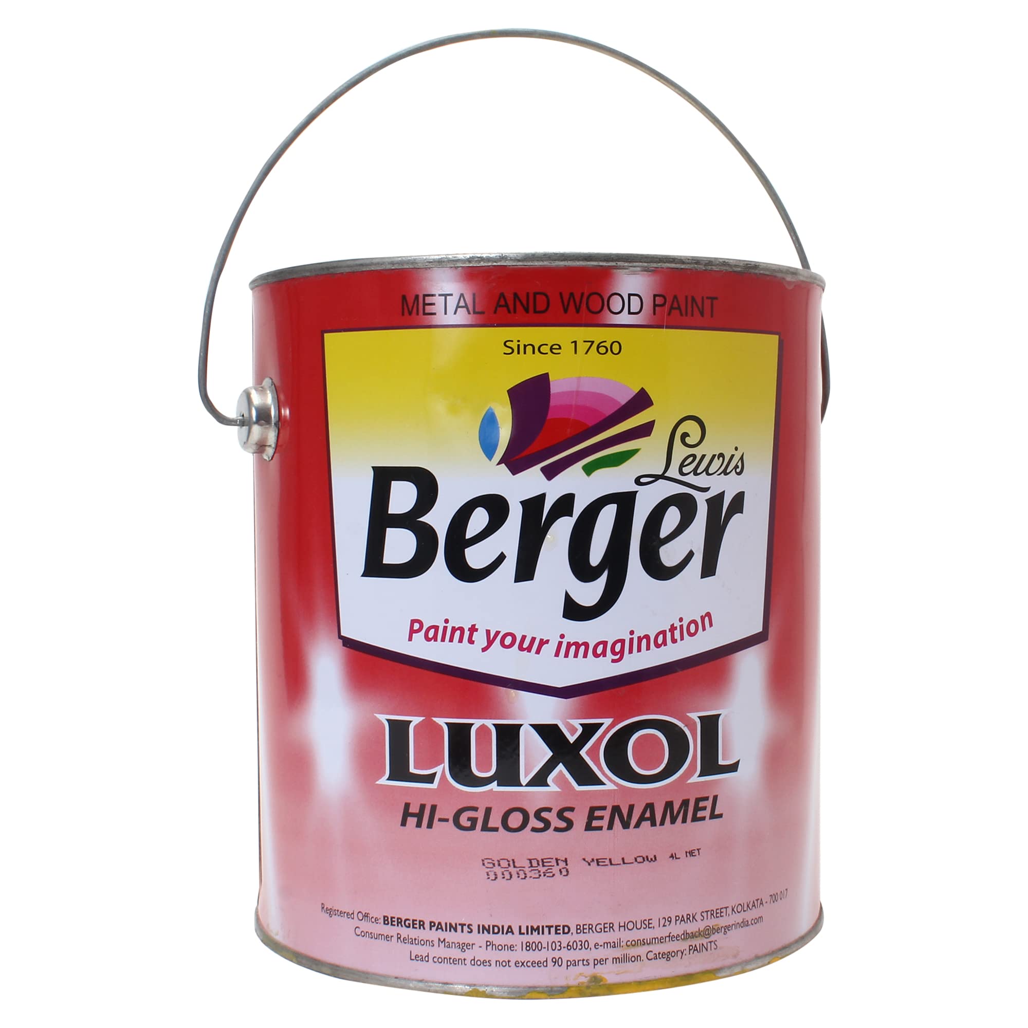 BERGER Luxol Hi-Gloss Enamel Paint | Oil-Based | Mirror Like Durable Weather Resistant High Gloss Finish | Wood Metal Surfaces (500mL, Golden Brown)