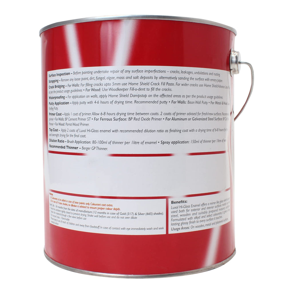 BERGER Luxol Hi-Gloss Enamel Paint | Oil-Based | Mirror Like Durable Weather Resistant High Gloss Finish | Wood Metal Surfaces (500mL, Golden Brown)