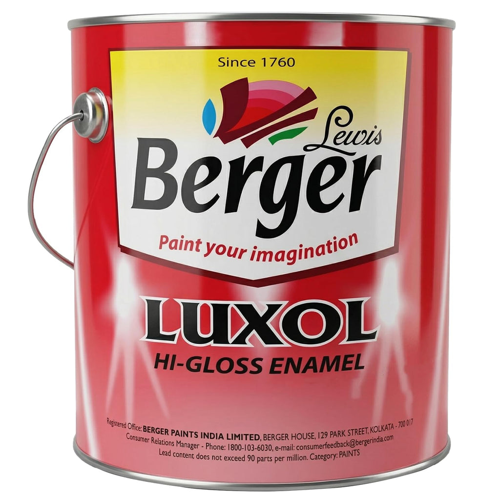 BERGER Luxol Hi-Gloss Enamel Paint | Oil-Based | Mirror Like Durable Weather Resistant High Gloss Finish | Wood Metal Surfaces (500mL, Golden Brown)