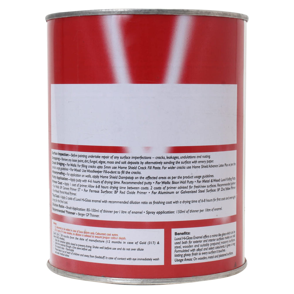 BERGER Luxol Hi-Gloss Enamel Paint | Oil-Based | Mirror Like Durable Weather Resistant High Gloss Finish | Wood Metal Surfaces (500mL, Golden Brown)