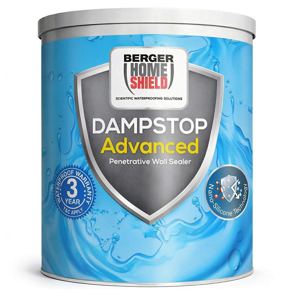 BERGER HomeShield Dampstop Advanced Waterproofing Damp Proof Solution for Interior Walls Nano-Additive Based Prevents Salt Leaching (1L, White)