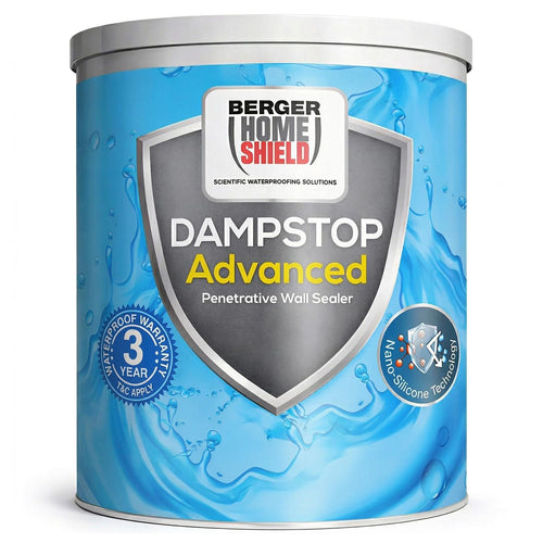 BERGER HomeShield Dampstop Advanced Waterproofing Damp Proof Solution for Interior Walls Nano-Additive Based Prevents Salt Leaching (1L, White)