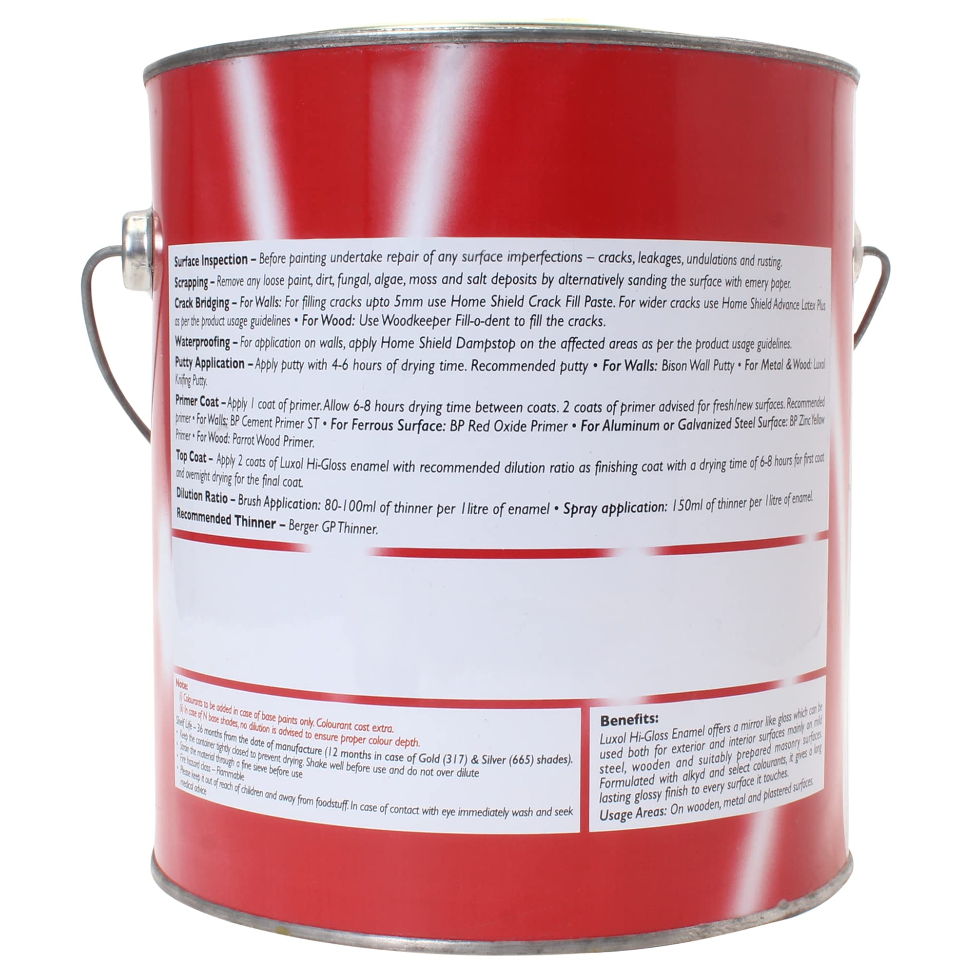 BERGER Luxol Hi-Gloss Enamel Paint | Oil-Based | Mirror Like Durable Weather Resistant High Gloss Finish | Wood Metal Surfaces (500mL, Golden Brown)