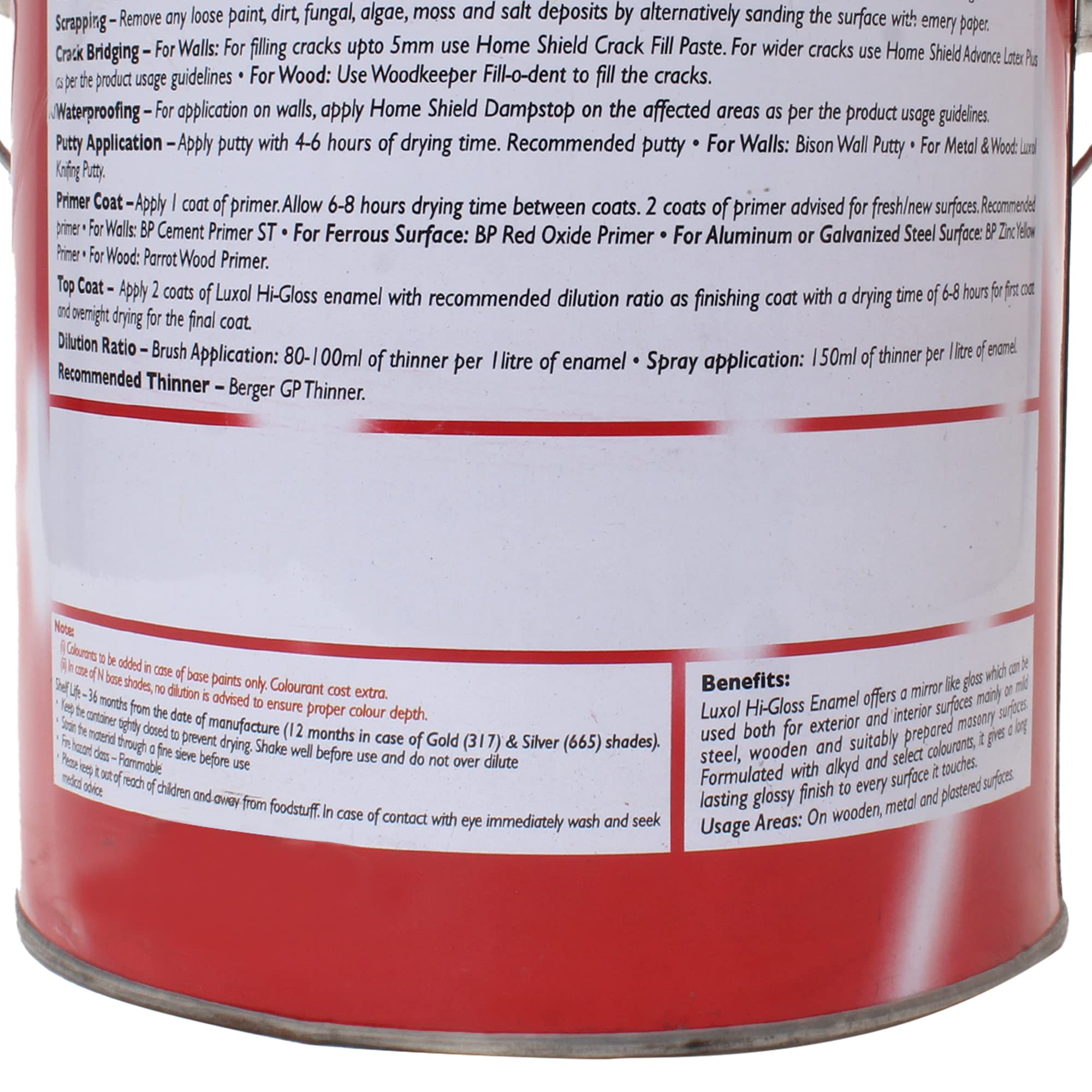 BERGER Luxol Hi-Gloss Enamel Paint | Oil-Based | Mirror Like Durable Weather Resistant High Gloss Finish | Wood Metal Surfaces (500mL, Golden Brown)