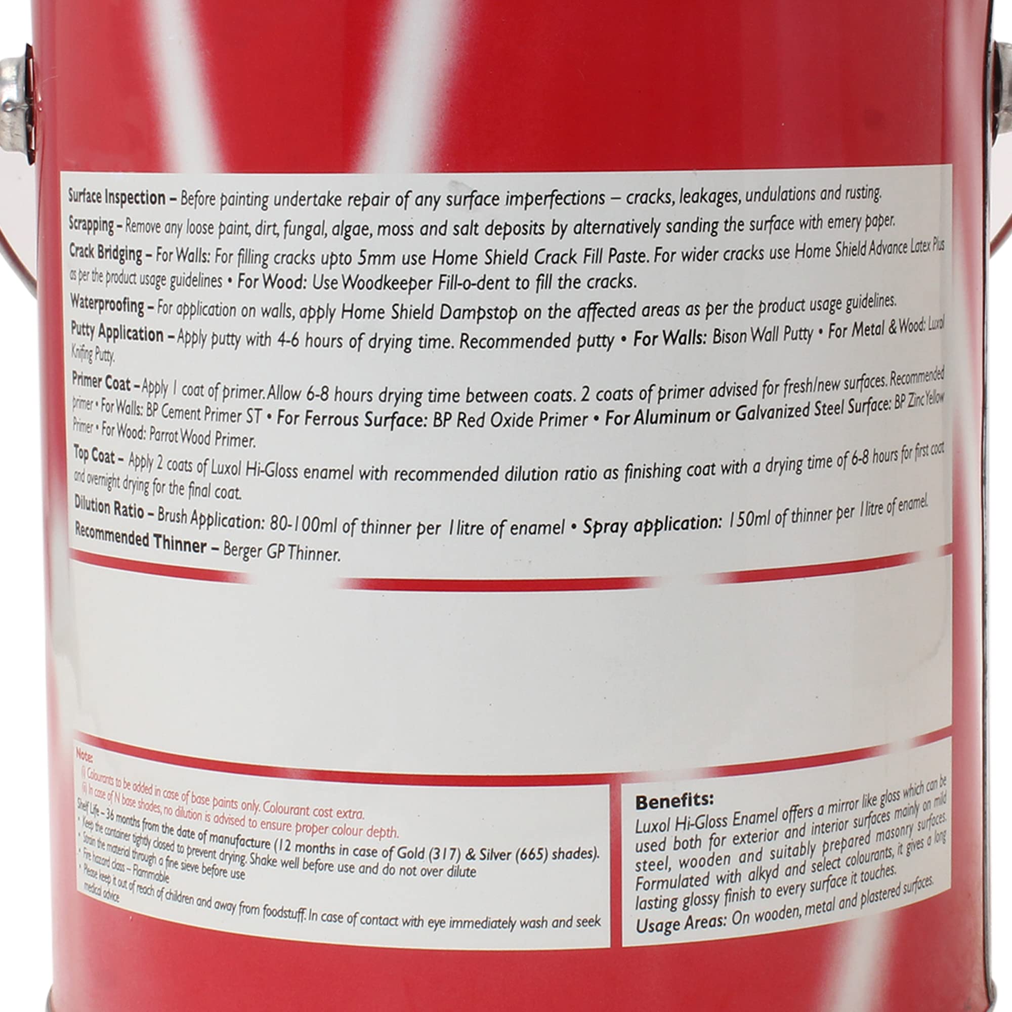 BERGER Luxol Hi-Gloss Enamel Paint | Oil-Based | Mirror Like Durable Weather Resistant High Gloss Finish | Wood Metal Surfaces (500mL, Golden Brown)
