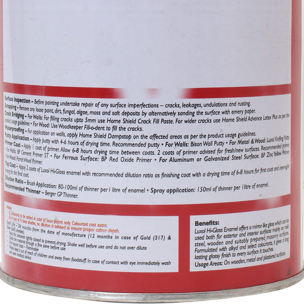 BERGER Luxol Hi-Gloss Enamel Paint | Oil-Based | Mirror Like Durable Weather Resistant High Gloss Finish | Wood Metal Surfaces (500mL, Golden Brown)