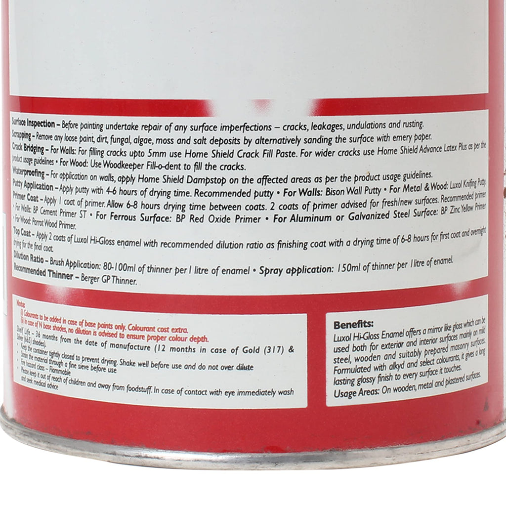 BERGER Luxol Hi-Gloss Enamel Paint | Oil-Based | Mirror Like Durable Weather Resistant High Gloss Finish | Wood Metal Surfaces (500mL, Golden Brown)