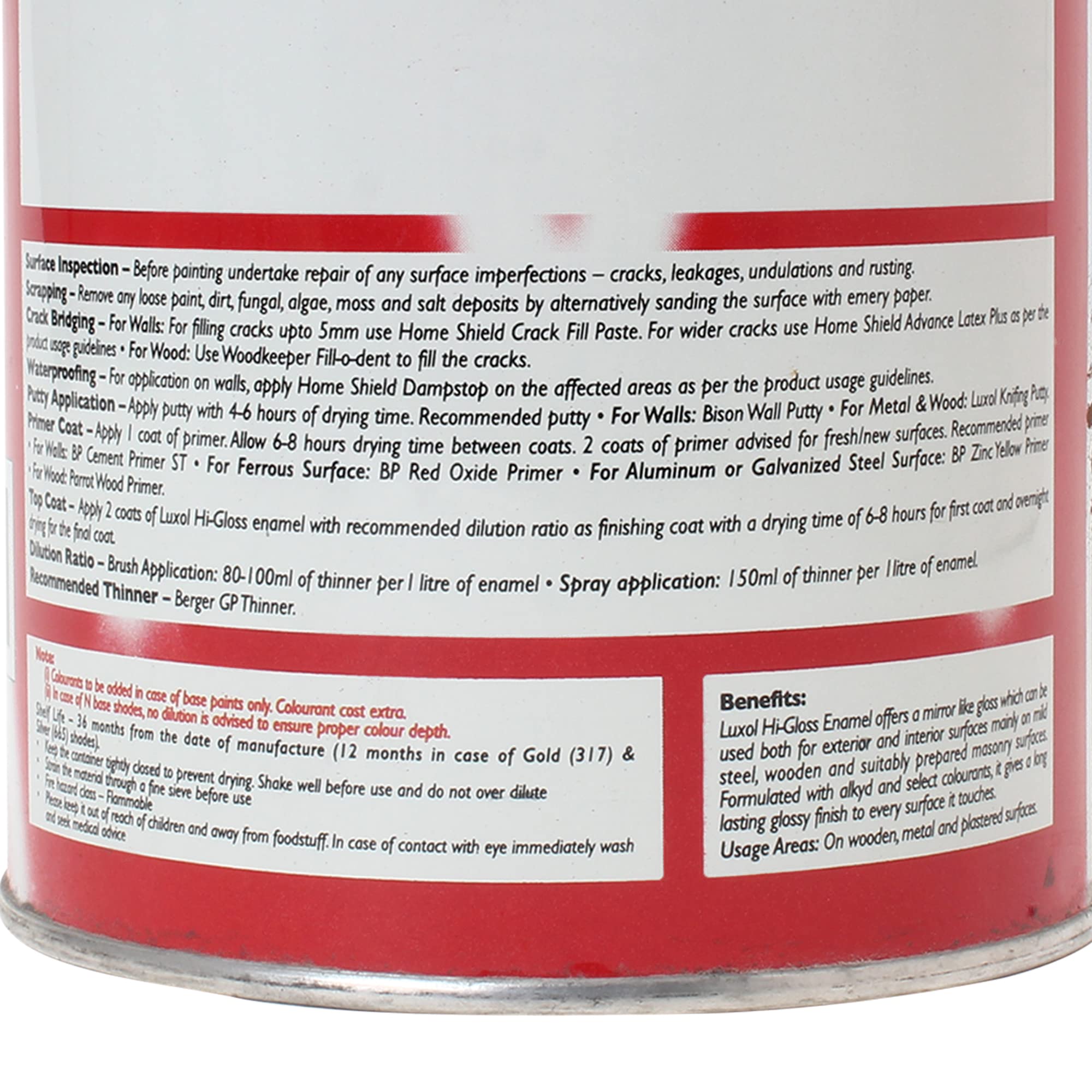 BERGER Luxol Hi-Gloss Enamel Paint | Oil-Based | Mirror Like Durable Weather Resistant High Gloss Finish | Wood Metal Surfaces (500mL, Golden Brown)