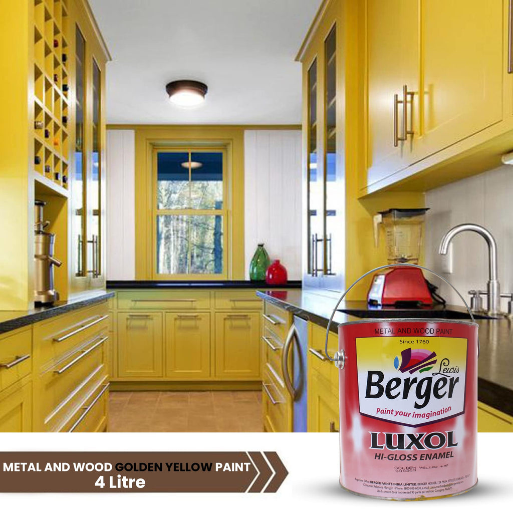 BERGER Luxol Hi-Gloss Enamel Paint | Oil-Based | Mirror Like Durable Weather Resistant High Gloss Finish | Wood Metal Surfaces (500mL, Golden Brown)