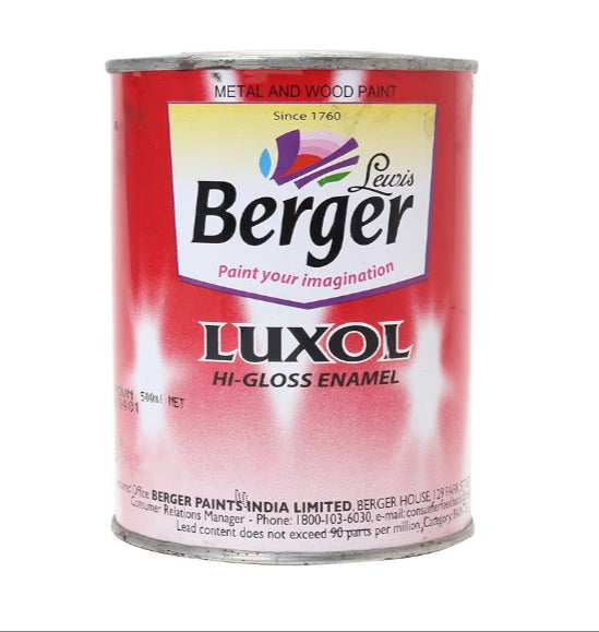 BERGER Luxol Hi-Gloss Enamel Paint | Oil-Based | Mirror Like Durable Weather Resistant High Gloss Finish | for Interior & Exterior Wall Wood Metal Surfaces(Brown)