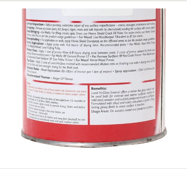 BERGER Luxol Hi-Gloss Enamel Paint | Oil-Based | Mirror Like Durable Weather Resistant High Gloss Finish | for Interior & Exterior Wall Wood Metal Surfaces(Brown)